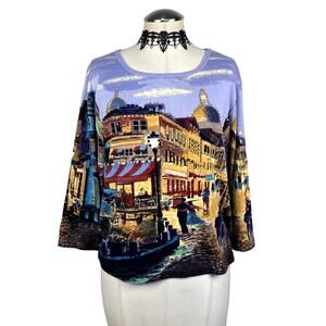 Vtg Y2K Take Two Art to Wear Beaded Sequin AOP Italy Boxy Fit Retro Longsleeve